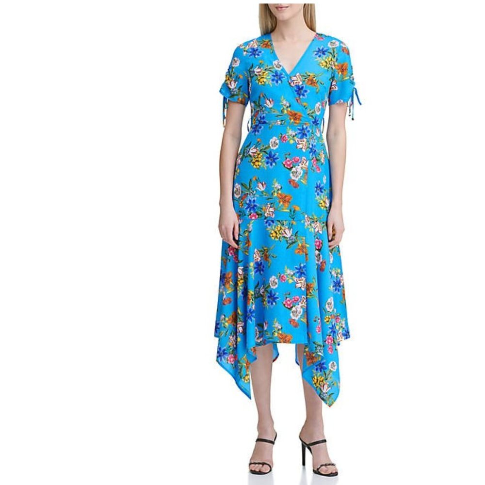 NWT! Calvin Klein Asymmetrical Hem Floral Dress 8